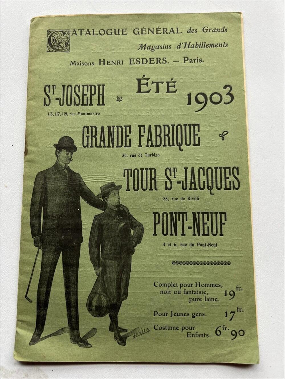 1903 St Joseph Madison’s Henri waders -Paris Clothing FRENCH CATALOGUE